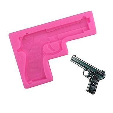 Imagem de Pistola de brinquedo fofa molde de silicone 3D argila macia goma decoração de bolo fondant açúcar artesanato doces sobremesas ferramenta de chocolate