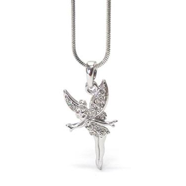 Imagem de Mohani Gift Jewelry Disney Colar com pingente de cristal de zircônia cúbica Tinkerbell Wendy Fairy Wings, Cristal, Zircônia cúbica