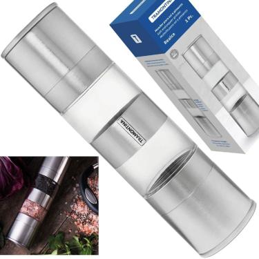 Imagem de Moedor Triturador Sal Grosso Pimenta Inox Duplo 61655000 Tramontina em Acrílico e Aço Inox com Moinho em Cerâmica