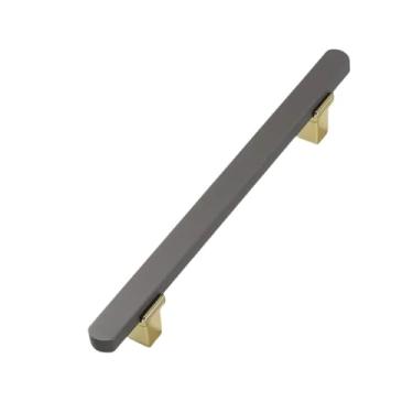 Imagem de armário de cozinha cinza dourado segura os botões e os puxadores do armário do vinho da cômoda, ferragem da porta da mobília, ouro cinzento 128mm