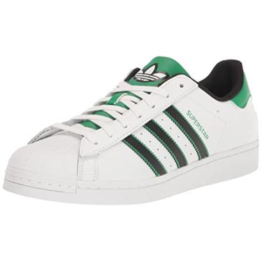 Imagem de adidas Originals Tênis masculino Superstar, Branco/Preto/Verde, 8.5