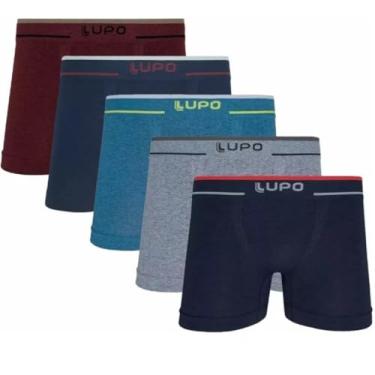 Imagem de Kit 05 Cuecas Boxer Lupo Box Sem Costura Texturizada a Ar Adulto Masculino GG
