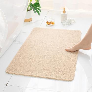 Imagem de Tapete de chuveiro - Tapete seguro - O melhor tapete de banho antiderrapante Os tapetes circulares de seda de PVC podem ser cortados, drenagem rápida, para banheira, chuveiro, banheiro, bege