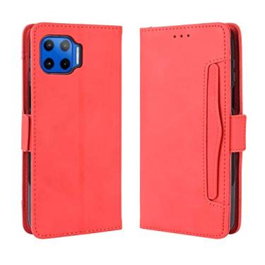 Imagem de Capa com compartimento para cartão para Moto G 5G Plus, capa flip carteira de couro para Moto G 5G Plus, capa magnética retrô para celular, capa carteira com compartimentos para cartão