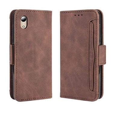 Imagem de Capa com compartimento para cartão para ZTE Blade A3 Lite, capa flip de couro para ZTE Blade A3 Lite, capa magnética retrô para celular, capa carteira com compartimentos para cartão