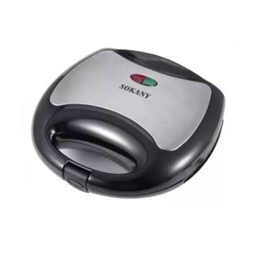 Imagem de Sanduicheira Grill Chapa Elétrica Preta Acabamento Inox - MK, 110V