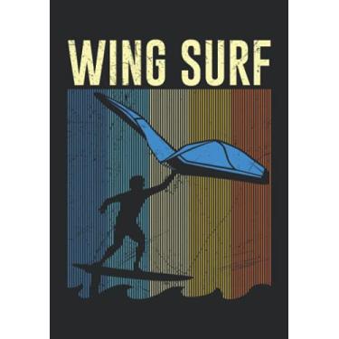 Imagem de Notizbuch A5 liniert mit Softcover Design: Wing Surf Geschenk Wing Foiler Retro Vintage Surfer Foil: 120 linierte DIN A5 Seiten