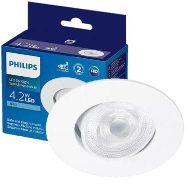 Imagem de Kit 5 Spot Led Philips Redondo Embutir 4.2w Luz Branca 6500K
