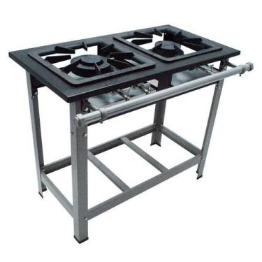 Imagem de Fogão 2 Bocas c/ Pé B Pressão 2Q Duplos 40x40 S Luxo Aço 430 Perfil 6,