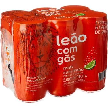 Imagem de KIT 6 Chá Matte sabor Limão com Gás Leão Lata 290ml