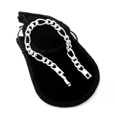 Imagem de Pulseira Masculina 22cm 7mm Largura Folheada Prata PL113 - WNBIJOUTERI