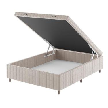 Imagem de Base de Cama Box Casal Vision com Baú Turkey/Creme  - Vian, Bege, Mode