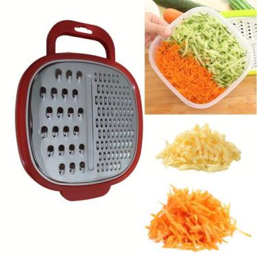 Imagem de Ralador De Queijo Com Recipiente E Tampa Multiuso  - Unyhome, Vermelho
