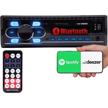 Imagem de Radio Carro Carrega Cel 2 Usb Pen Drive Fm Mp3 Aux Bluetooth - taytech