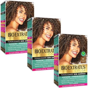 Imagem de Kit 3 Tonalizante Bio Extratus 63 Louro Escuro Dourado Tecnologia Prof