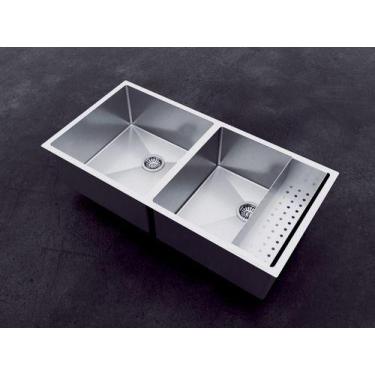 Imagem de Kit Cuba Dupla Gourmet Cozinha Aço Inox Gourmet Qualidade - Technox