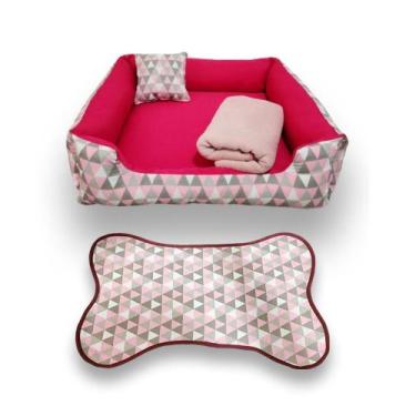 Imagem de cama pra cachorro ou gato kit pets médios até 12kg caminha média +tape