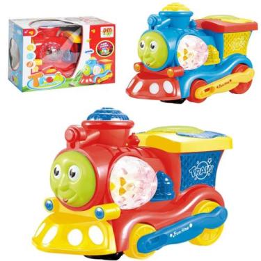 Imagem de Trenzinho Brinquedo Infantil Bate e Volta Luz Som e Refletor - DM Toys