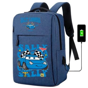 Imagem de Mochila USB Escolar Estampa Infantil Carros Notebooks, Trabalho Escola