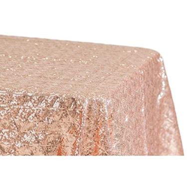 Imagem de Toalha de mesa retangular de lantejoulas diamante - 228,6 cm x 396,2 cm | Blush/Rose Gold | 1 peça