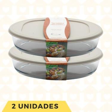 Imagem de 2 UNI Assadeira Travessas Oval 3L Grande Resistente Assados - CasaVita