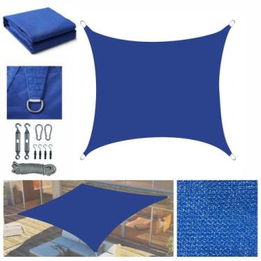 Imagem de Tela Sombreamento Solar Shade 2x2m Azul Com Kit Instalação Garagens Qu