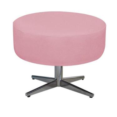 Imagem de Kit Poltrona Beatriz e Puff Sofia Base Giratória de Metal Suede Rosa B