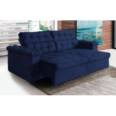 Imagem de Sofá New Austrália 2 metros Retratil e Reclinavel Suede Azul  Sofá na 