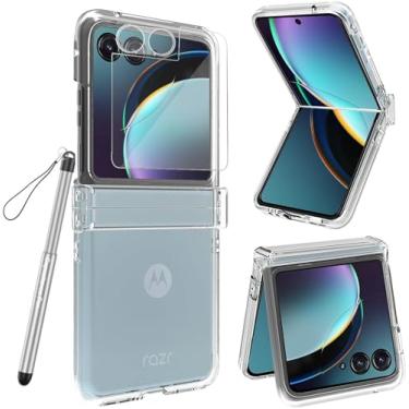 Imagem de Capa Guzhti para Motorola Razr Plus / Razr 40 Ultra: capa de celular com S Pen, tela traseira e protetor de lente da câmera - transparente