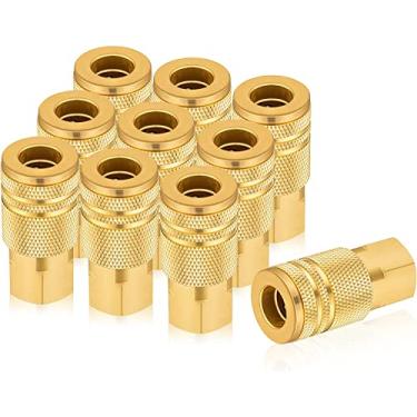 Imagem de Milosline Acessórios de conexão rápida de 1/4, acoplamento de ar industrial 12 peças, acoplador de ar de conexão rápida de fluxo básico de 1/10.2 cm, encaixe de acessórios de compressor de ar de