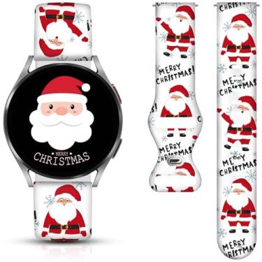 Imagem de Pulseiras de relógio de Natal e Dia das Bruxas compatíveis com Samsung Galaxy Watch 40 mm, 41 mm, 42 mm, 44 mm, 45 mm, 46 mm, pulseira de silicone de substituição de 20 mm para Galaxy Watch 5 / Watch 5 Pro / Watch 4 / Watch 4 Classic / Watch 3 (Papai Noel)