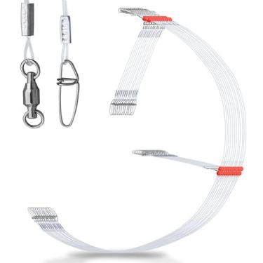 Imagem de AIRKOUL 12/24 peças Mono Leader Rigs - Pesca de surf alta baixa, encaixes, giros, contas, 1/2 braço para isca, isca, anzol, sal/água doce (leader-NLWH0104-2armX24)