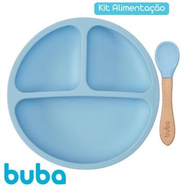 Imagem de Pratinho Silicone com Ventosa e Colher Silicone Alimentação do Bebê - 