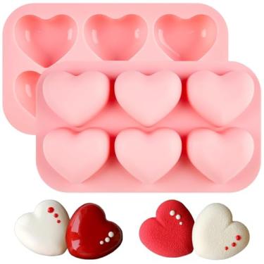 Imagem de 2 peças de molde de silicone de coração Dia dos Namorados em forma de coração bombas de chocolate moldes de fondant para assar bolo, geleia, resina epóxi, arte, velas, sabonetes artesanais, festa de