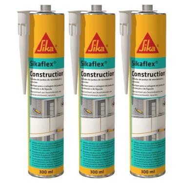 Imagem de Kit 3 Adesivo Sikaflex Construction Construção Branco 300ml