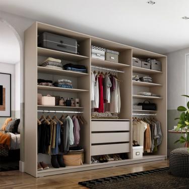 Imagem de Guarda-Roupa Closet Monreale 100 % MDF 3 Gavetas Bege 237 cm
