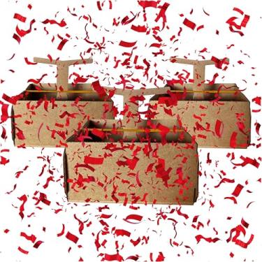 Imagem de Razzle-Dazzle, Confetti Explosion Gift Box Insert 3pk Gold (DIY). Show Them How Much You Cherish Them With Our Exploding Surprise Confetti Add-On. (Red: 3 Pack)
