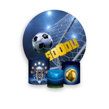 Imagem de Painel De Festa Redondo 1,50x1,50 + Trio De Capas Cilindro - Futebol B