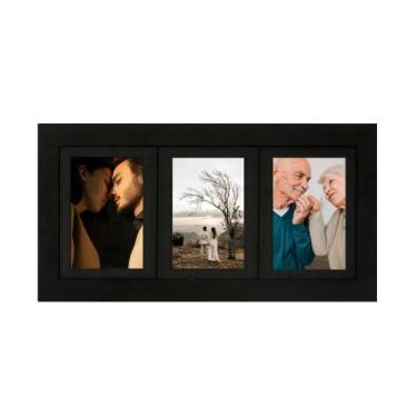 Imagem de Painel Multifotos Para 3 Fotos 10x15 A6 Moldura Preta - Decoratto quad
