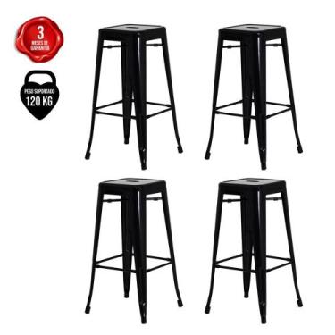 Imagem de Kit 4 Banquetas Alta Para Bar Cozinha Tolix Iron Industrial - Cadeiras