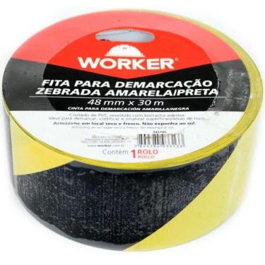 Imagem de Fita adesiva para demarcação de solo zebrada 48 Mm X 30 Metros worker