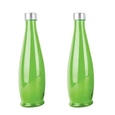 Imagem de 2un GARRAFA DE VIDRO TAMPA INOX ACQUA ÁGUA SUCO VERDE - Tuut