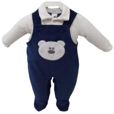 Imagem de Macacão Bebê Menino Finta Jardineira Inverno Chuquinha 2886, Marinho, 