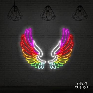 Imagem de painel letreiro led Neon Asas Style 02 decoracao festa bar - Neon Cust