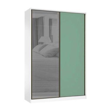 Imagem de Guarda Roupa 2 Portas 159cm Prata Branco Com Verde Jade - LUCIANE