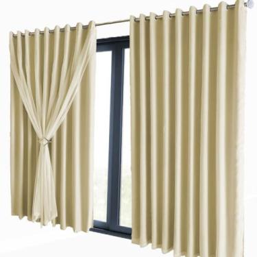 Imagem de Cortina Lisboa Sala Quarto 7,00x2,50 Apartamento voal bege - Bravin Co
