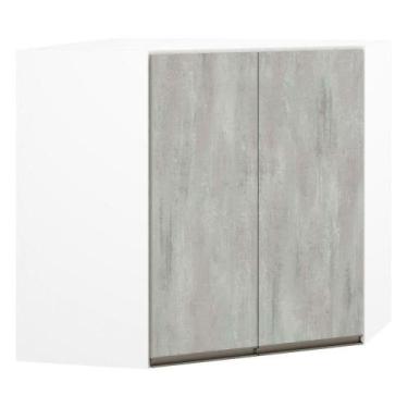 Imagem de Armário Canto Diagonal 2 Portas Branco Polar C/Concreto - LUCIANE MÓVE