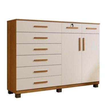 Imagem de Cômoda New Triunfo 2 Portas 8 Gavetas Em Mdp Com Chave Benetil Móveis 