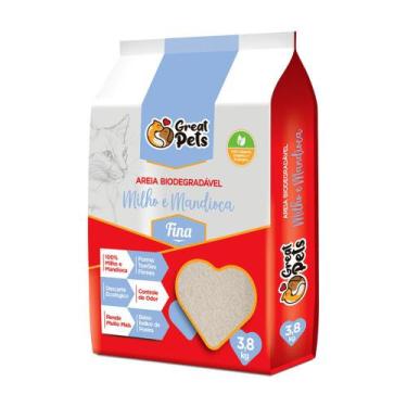 Imagem de Areia Higiênica Great Pets Biodegradável Milho e Mandioca Fina 3,8 kg