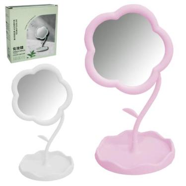 Imagem de Espelho de mesa flor com base porta joias + gancho de plastico - HOME 